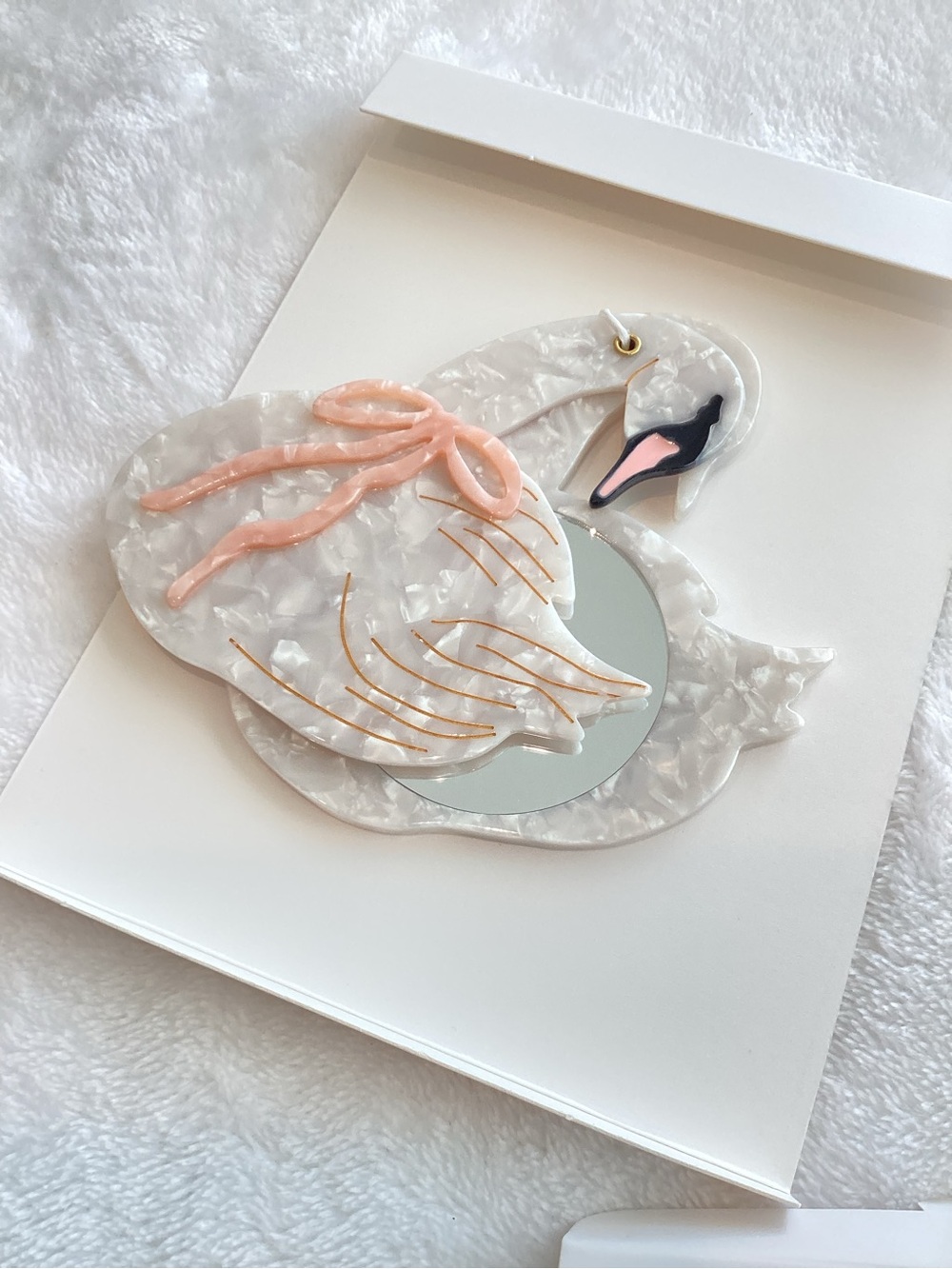 🪞Anthropologie Handpainted Compact Mirror Solar Eclipse New Swan Mirror - Picture 2 of 6